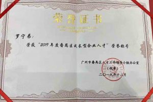 AG集团(中国区)官方网站集团罗宁弟董事长荣获“2019年度番禺区成长型企业人才”